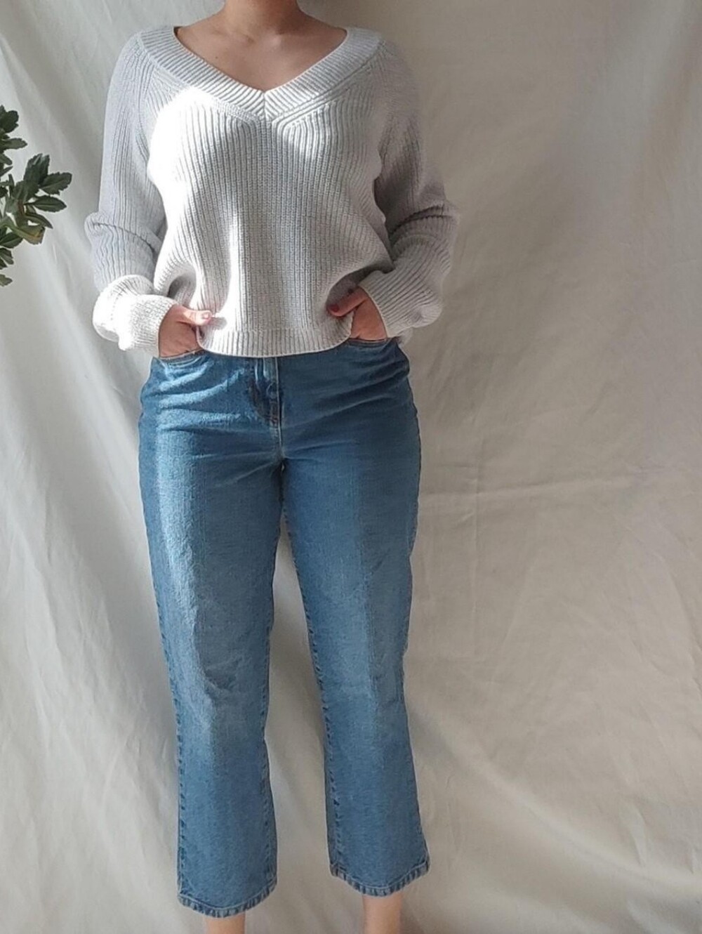 525 America White Iridescent Relaxed Knitted Sweater